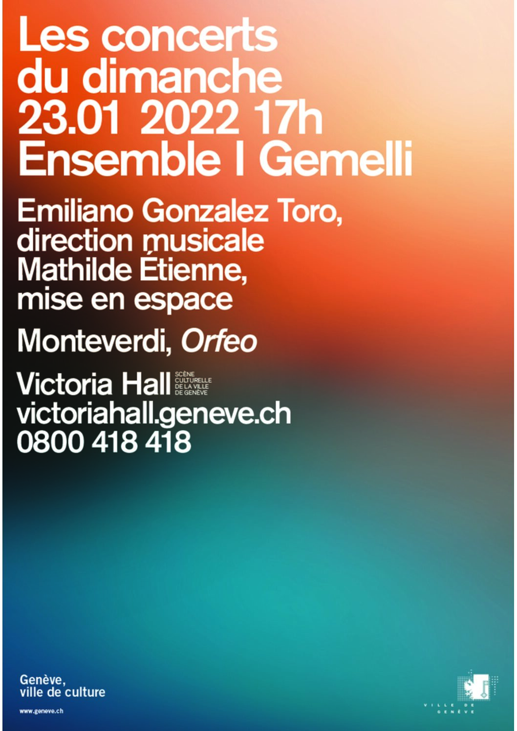 Monteverdi Interprété Par L’Ensemble I Gemmeli – Victoria Hall, 23.01.2022, 17h00.